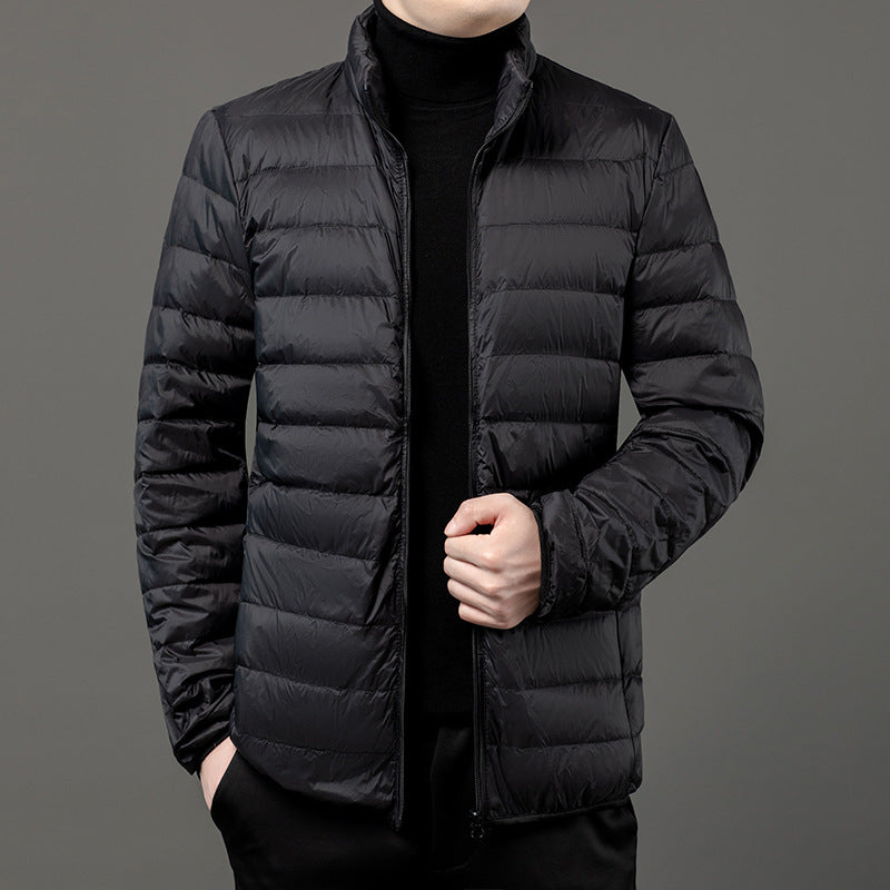 Men's Slim Lightweight Puffer Jacket Stand Collar Full-Zip Quilted