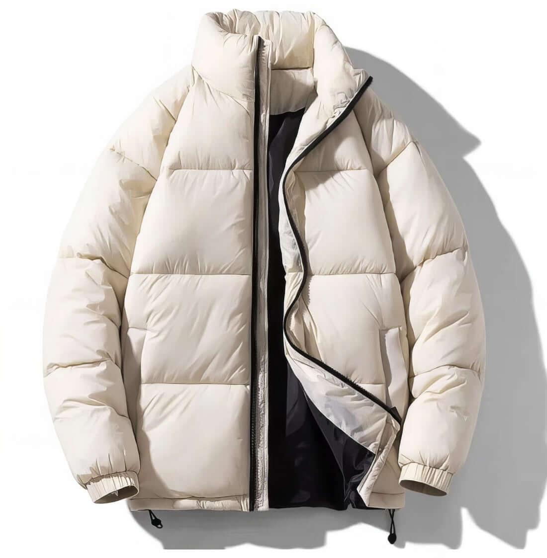 Men's Duck Down Puffer Jacket Stand Collar Full-Zip Glossy Warm