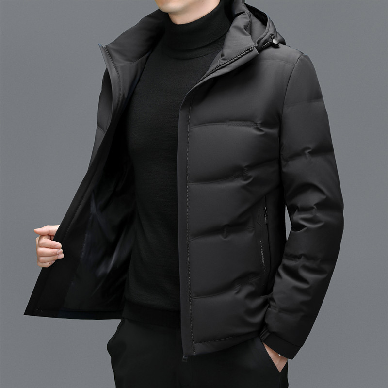Men's Hooded Puffer Jacket Full-Zip Quilted Detachable-Hood Smart