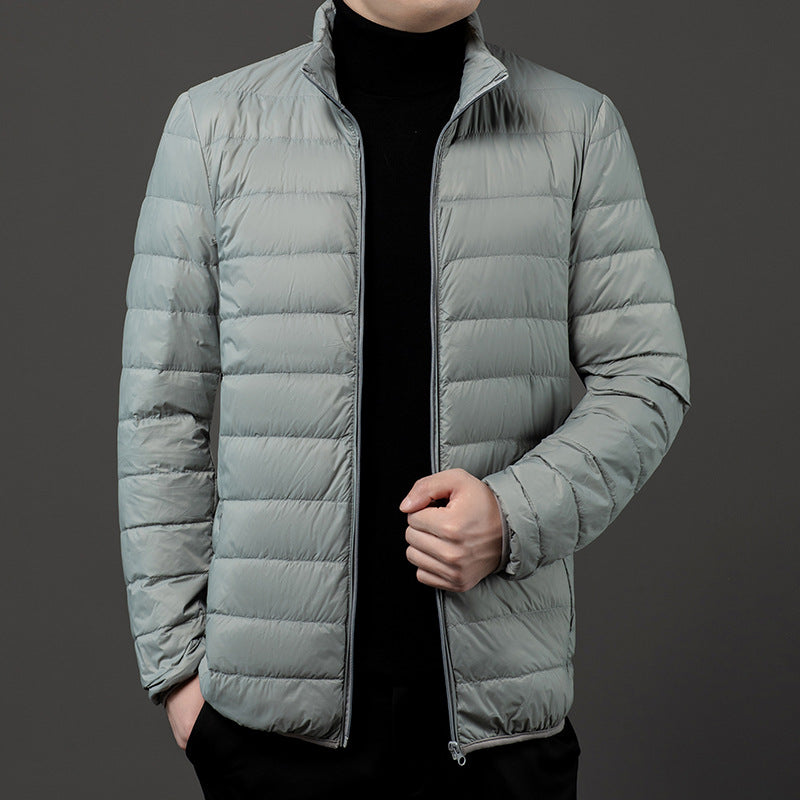 Men's Slim Lightweight Puffer Jacket Stand Collar Full-Zip Quilted