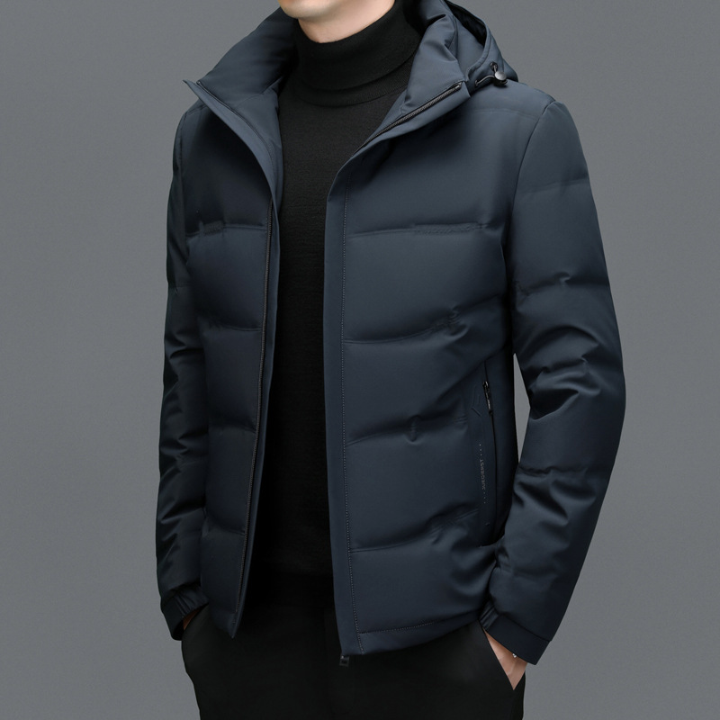 Men's Hooded Puffer Jacket Full-Zip Quilted Detachable-Hood Smart