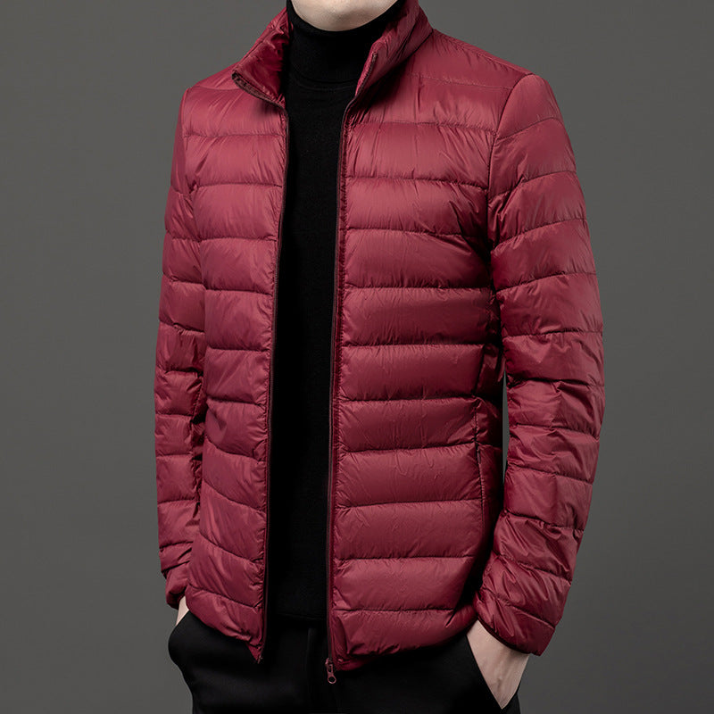 Men's Slim Lightweight Puffer Jacket Stand Collar Full-Zip Quilted