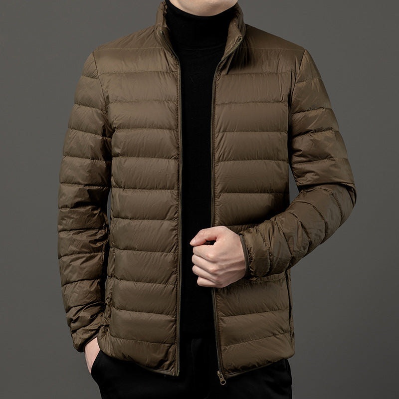 Men's Slim Lightweight Puffer Jacket Stand Collar Full-Zip Quilted