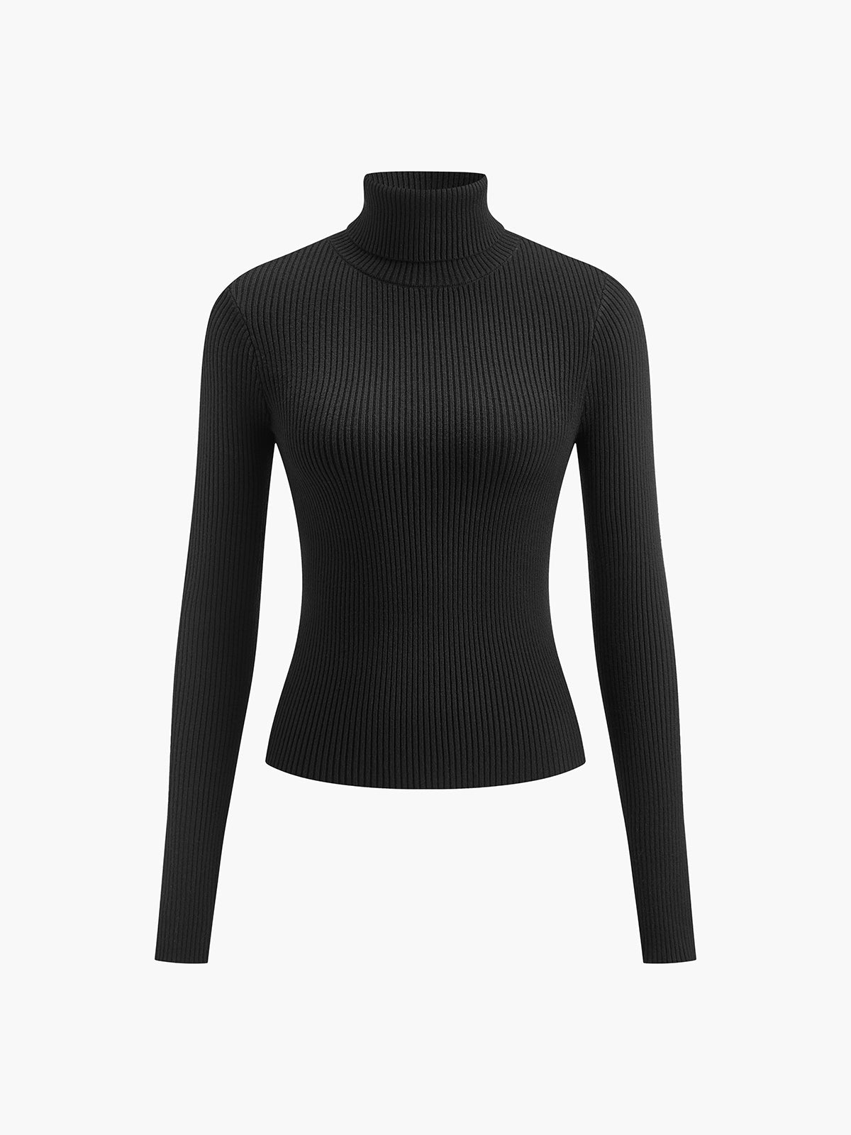 Women's Ribbed Turtleneck Sweater Fitted Long-Sleeve Slim Relaxed Pullover