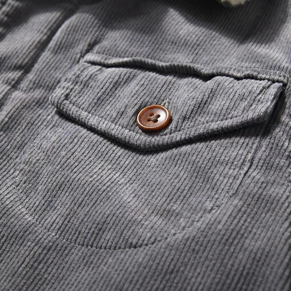 Men's Corduroy Sherpa-Lined Trucker Jacket Faux-Fur Collar Button-Front Warm