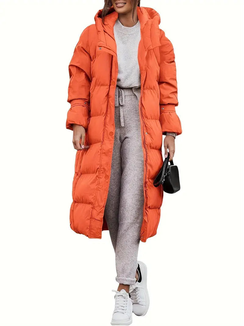Women's Long Hooded Puffer Coat Zip-Up Maxi Oversized Warm