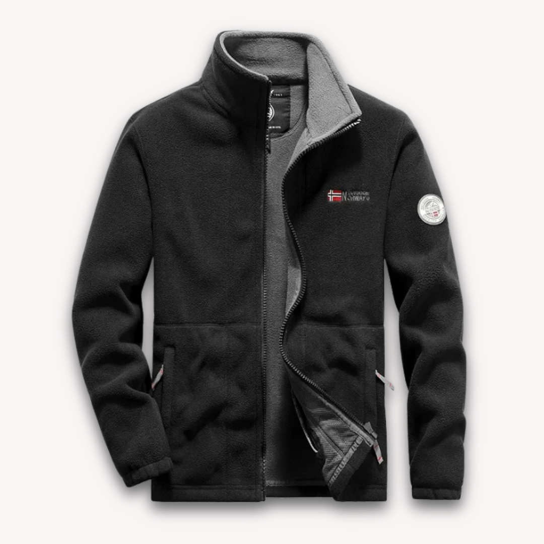 Men's Fleece Jacket Stand Collar Full-Zip Warm Winter Outdoor