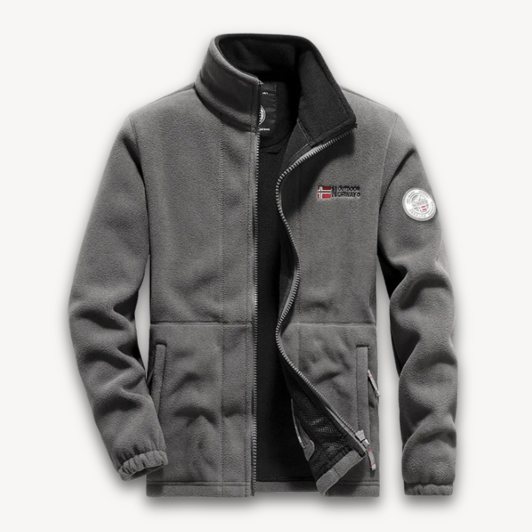 Men's Fleece Jacket Stand Collar Full-Zip Warm Winter Outdoor