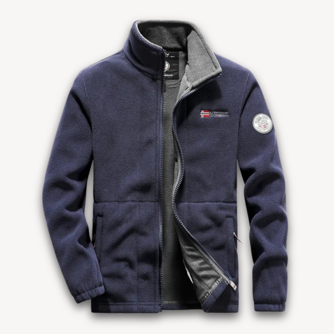 Men's Fleece Jacket Stand Collar Full-Zip Warm Winter Outdoor