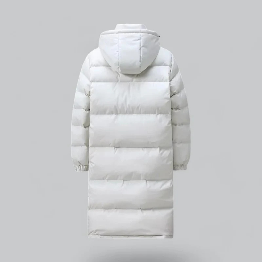 Men's Long Hooded Puffer Coat Quilted Maxi Longline Warm