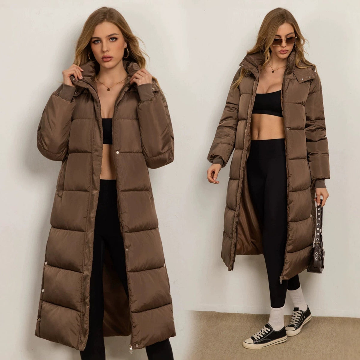 Women's Long Padded Puffer Coat Hooded Quilted Maxi Oversized Winter