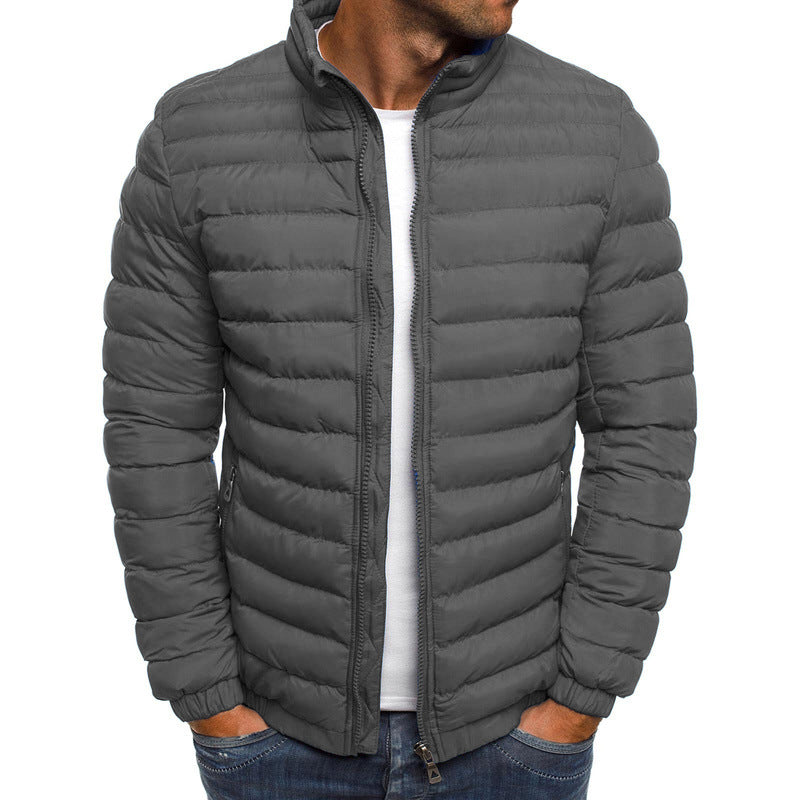 Men's Insulated Lightweight Puffer Jacket Stand Collar Full-Zip Quilted