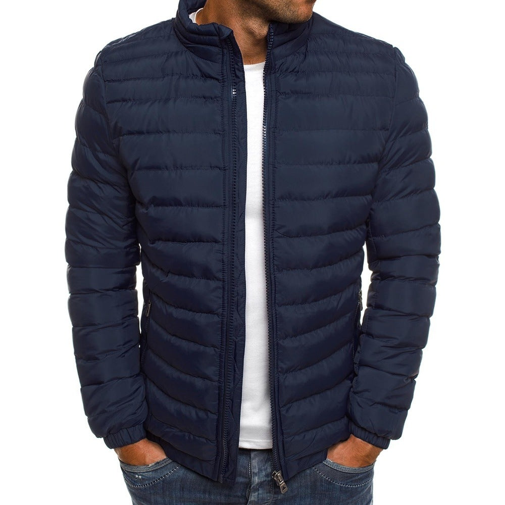 Men's Insulated Lightweight Puffer Jacket Stand Collar Full-Zip Quilted