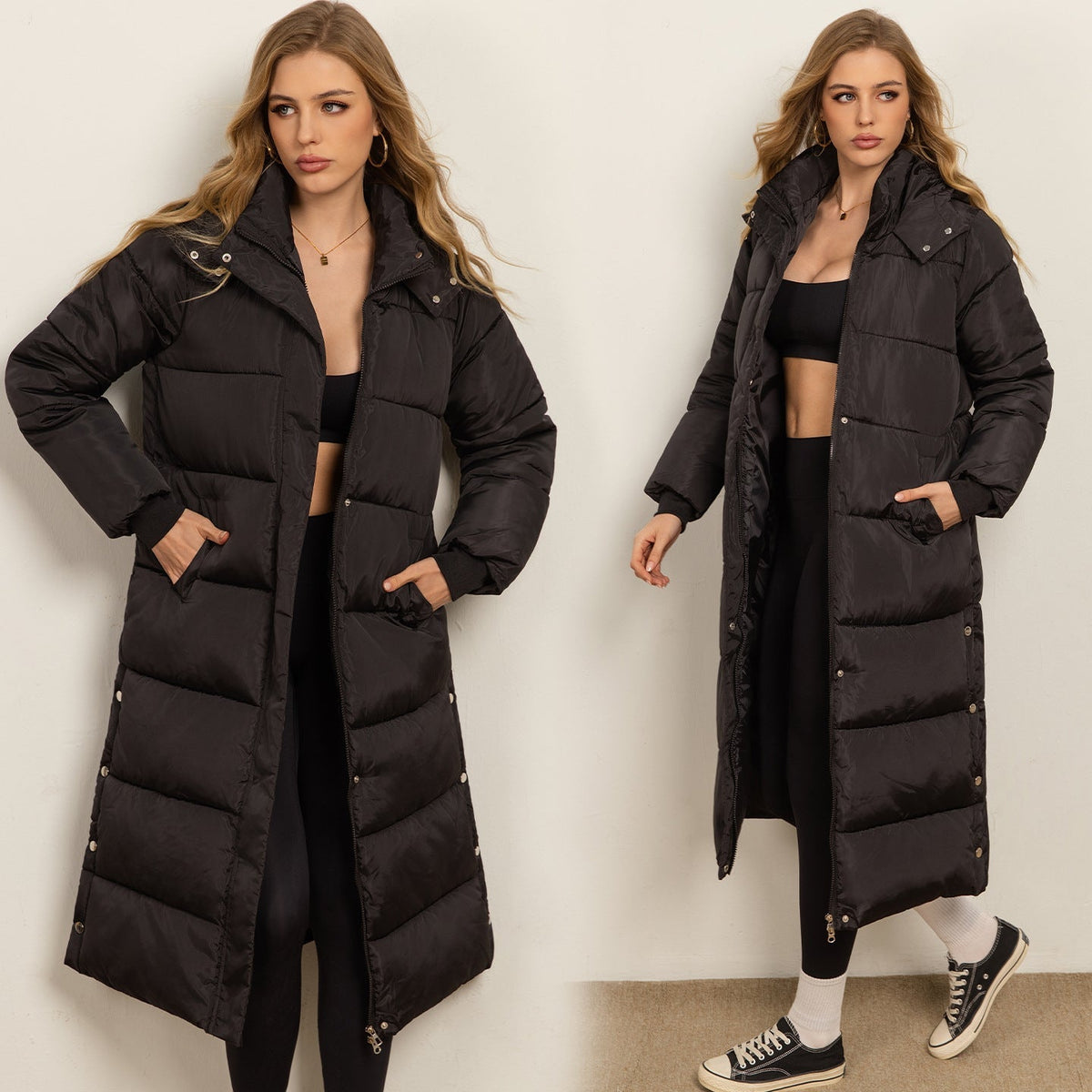 Women's Long Padded Puffer Coat Hooded Quilted Maxi Oversized Winter