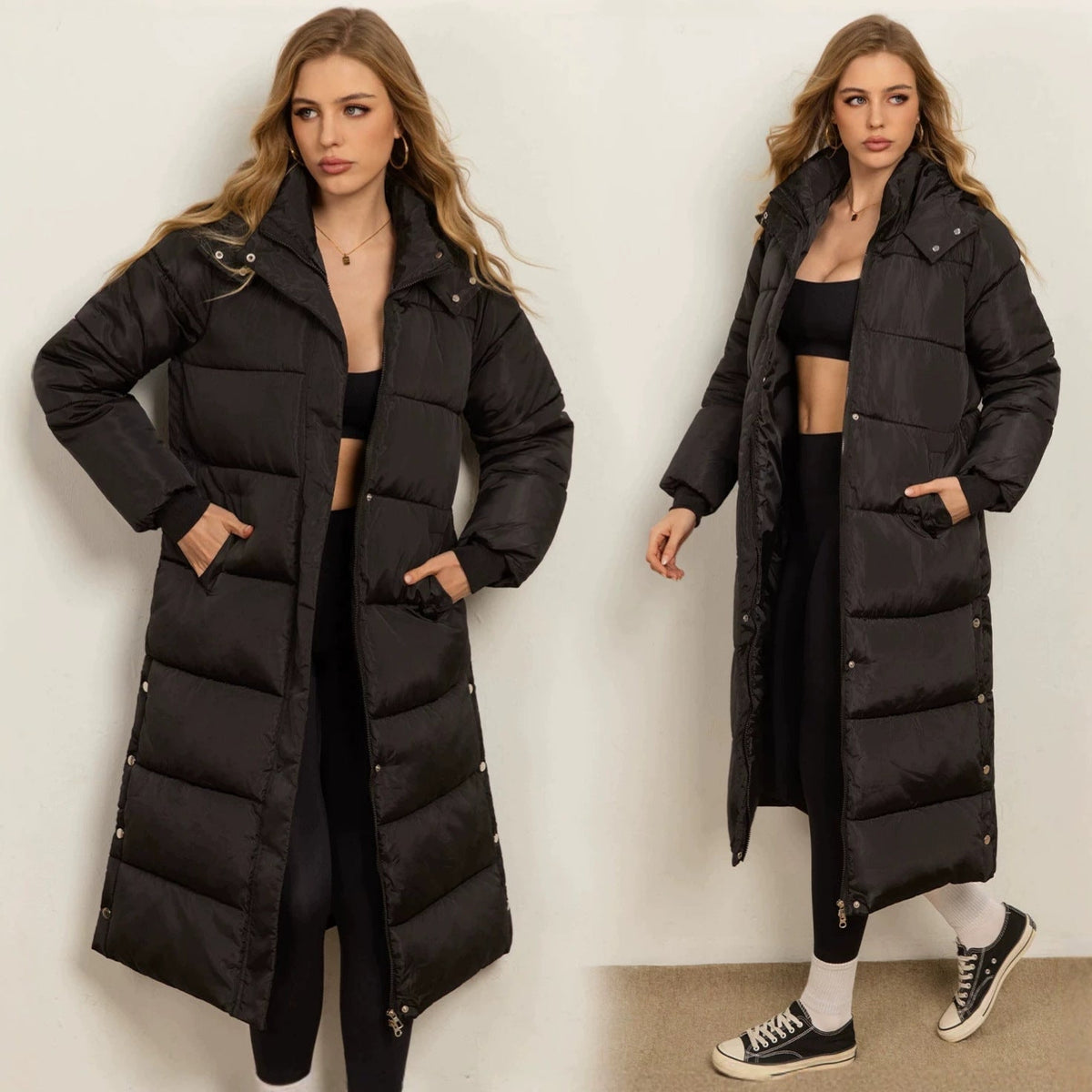 Women's Long Padded Puffer Coat Hooded Quilted Maxi Oversized Winter