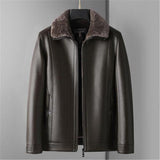 Classic Leather-Fur Combination – Dark Coffee