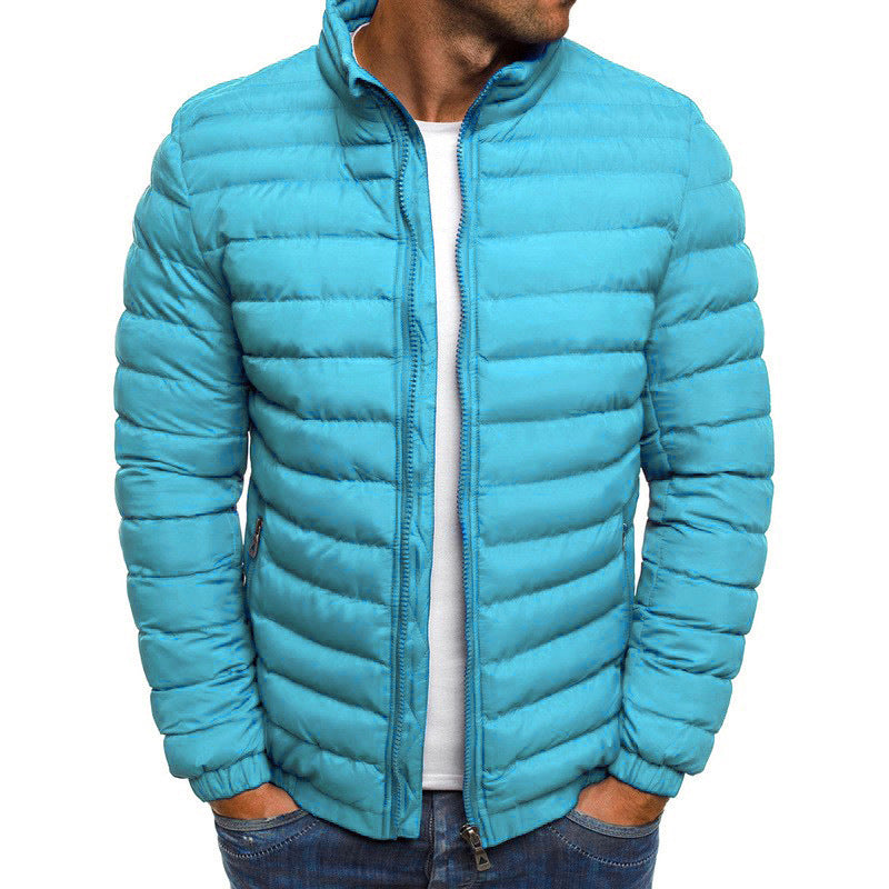 Men's Insulated Lightweight Puffer Jacket Stand Collar Full-Zip Quilted