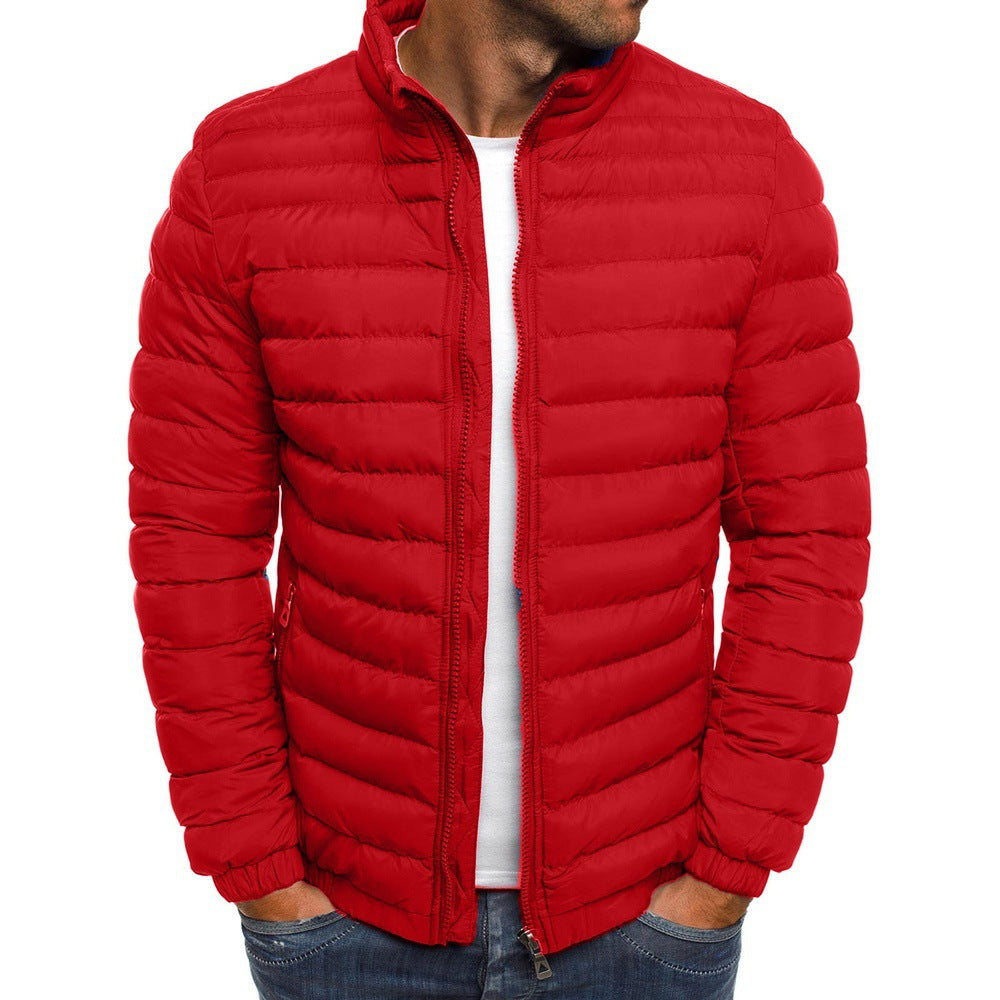 Men's Insulated Lightweight Puffer Jacket Stand Collar Full-Zip Quilted