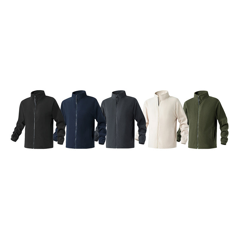 Men's Fleece Jacket Stand Collar Full-Zip Relaxed Soft Warm Minimalist