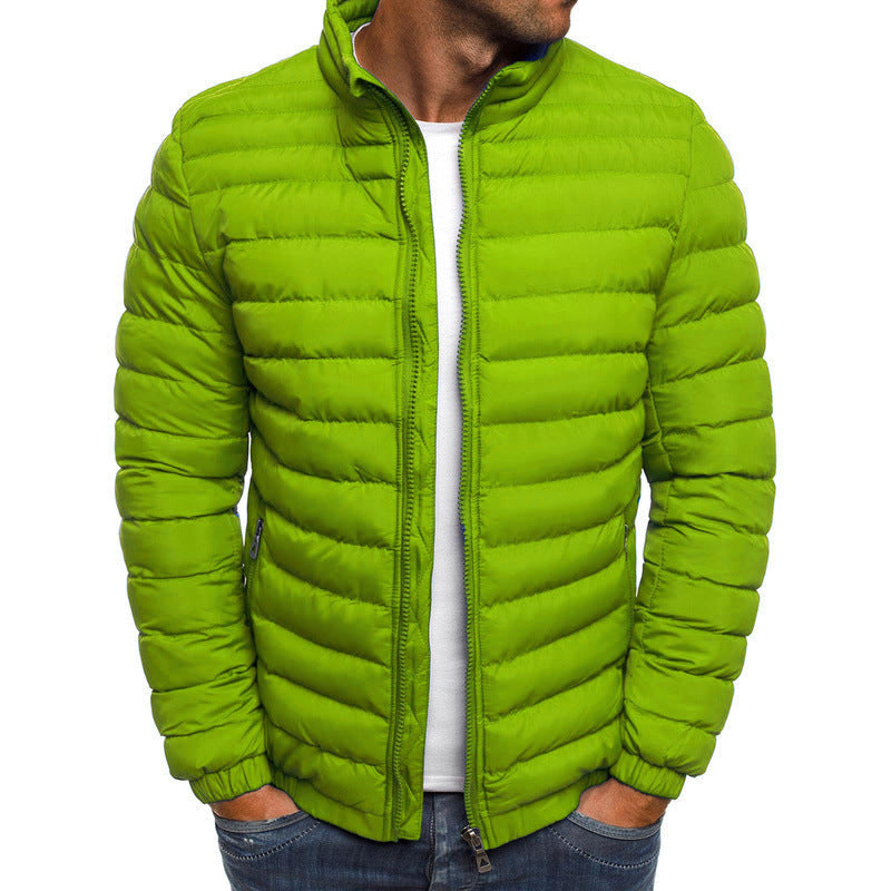 Men's Insulated Lightweight Puffer Jacket Stand Collar Full-Zip Quilted
