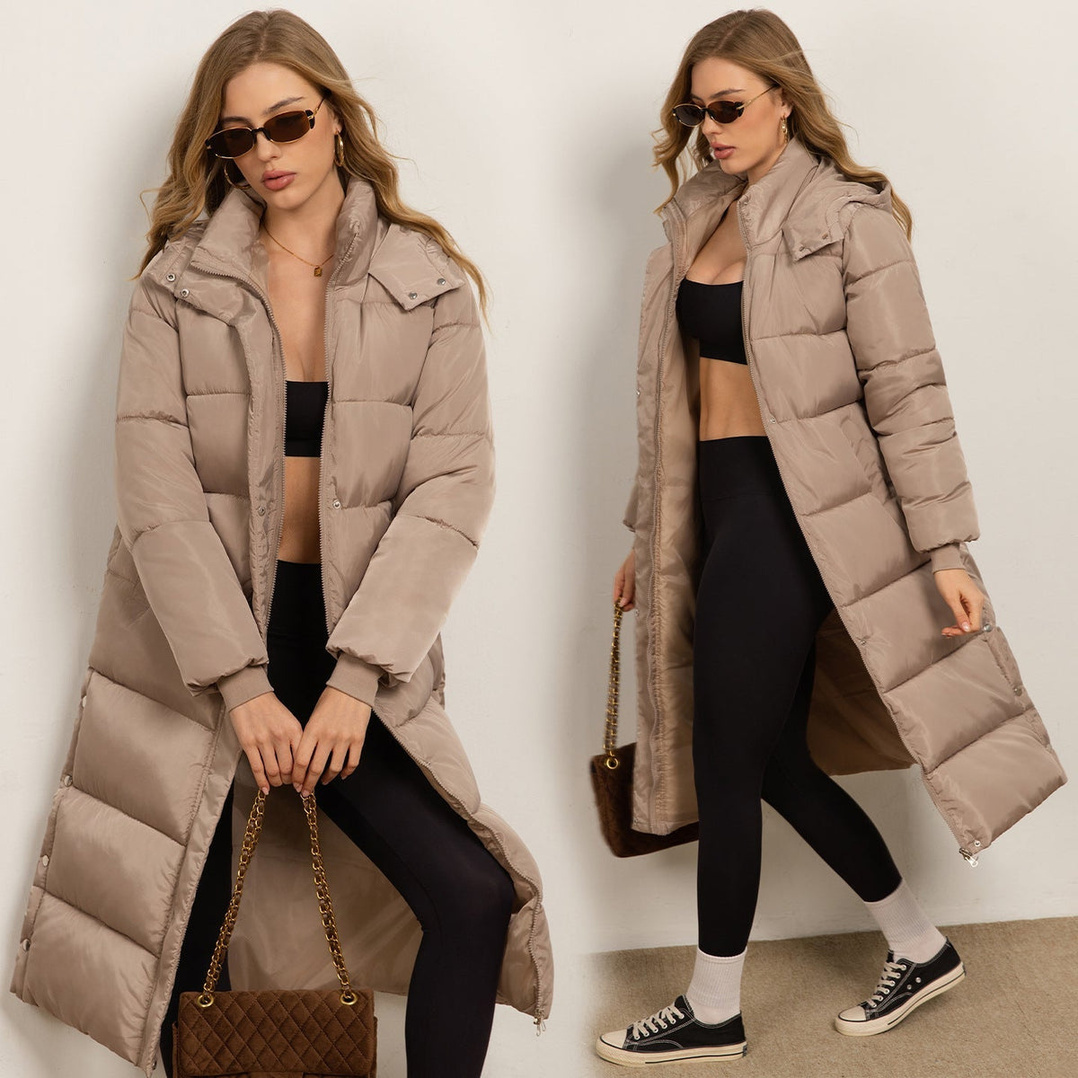 Women's Long Padded Puffer Coat Hooded Quilted Maxi Oversized Winter