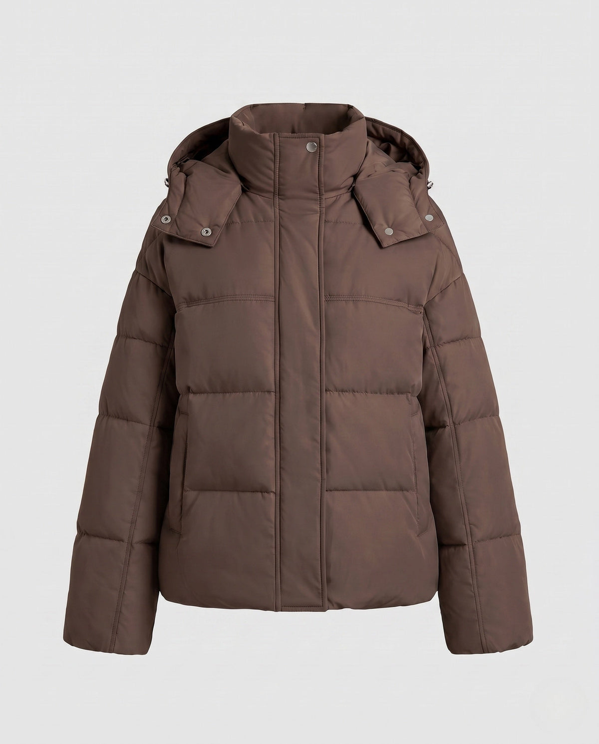 Women's Short Hooded Puffer Jacket Ultralight Full-Zip Boxy Padded