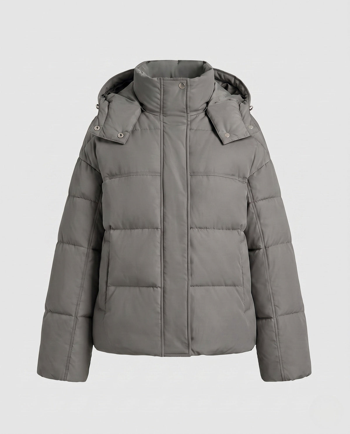 Women's Short Hooded Puffer Jacket Ultralight Full-Zip Boxy Padded