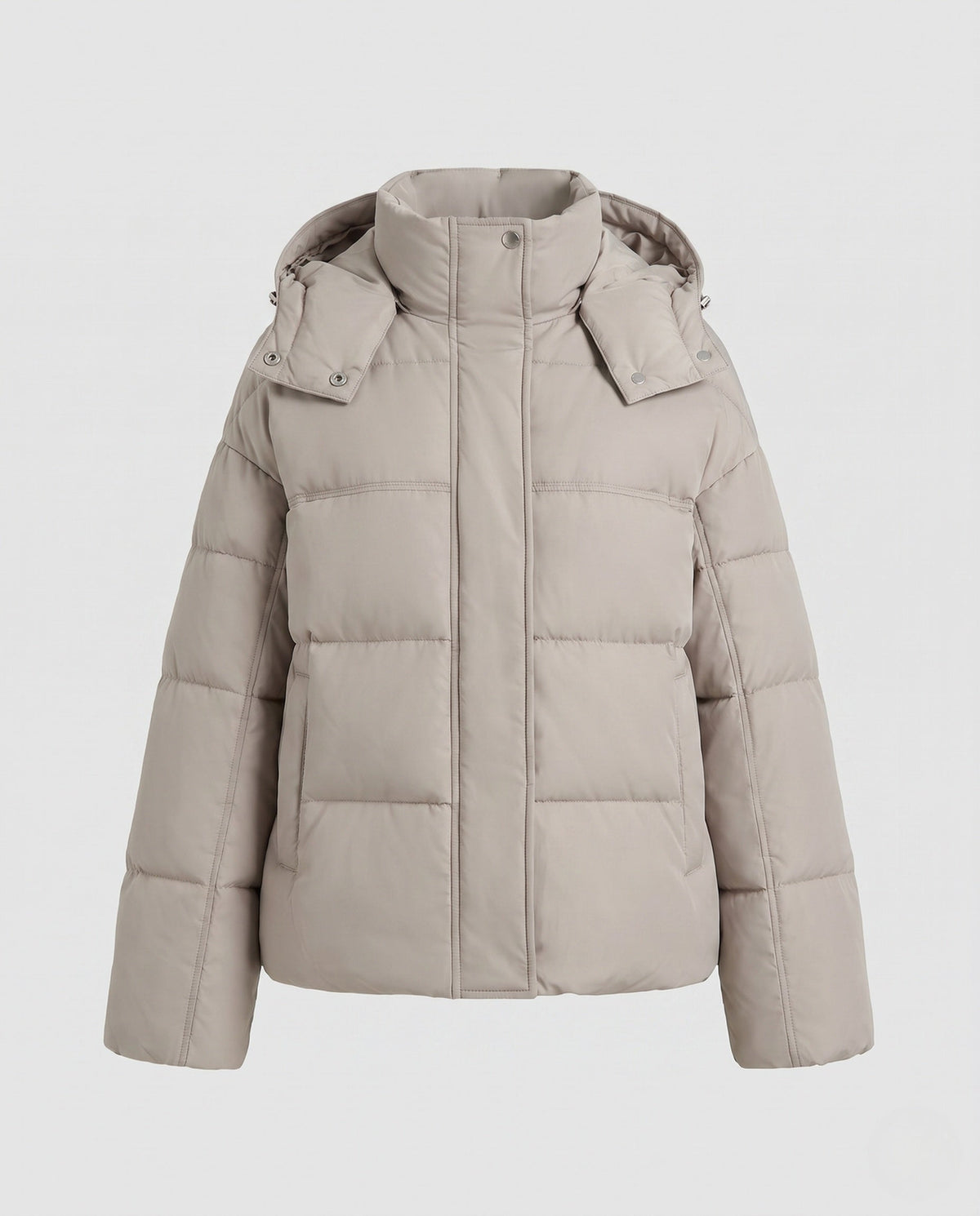 Women's Short Hooded Puffer Jacket Ultralight Full-Zip Boxy Padded
