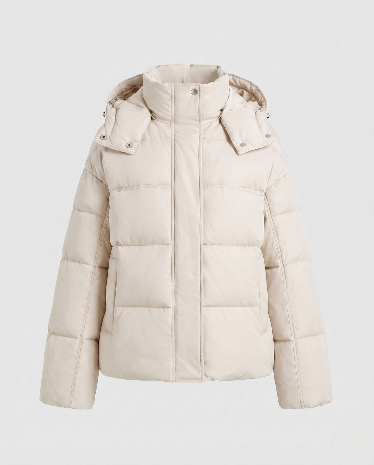 Women's Short Hooded Puffer Jacket Ultralight Full-Zip Boxy Padded