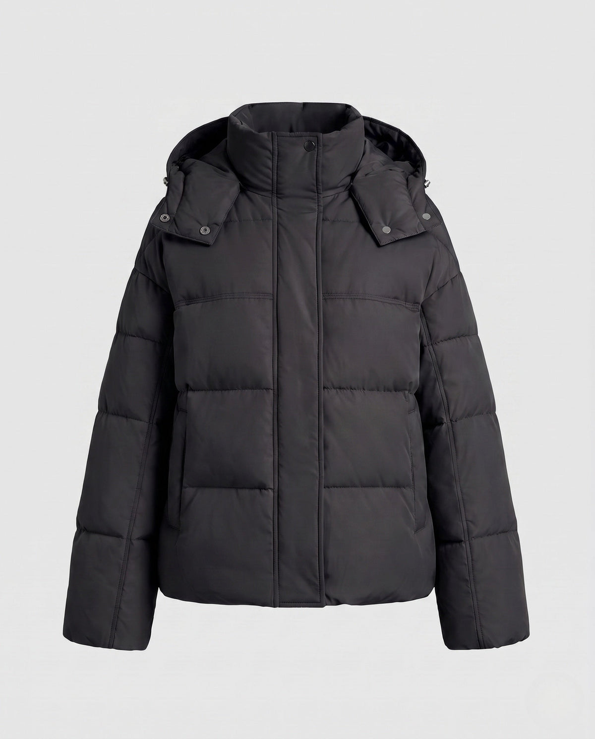 Women's Short Hooded Puffer Jacket Ultralight Full-Zip Boxy Padded