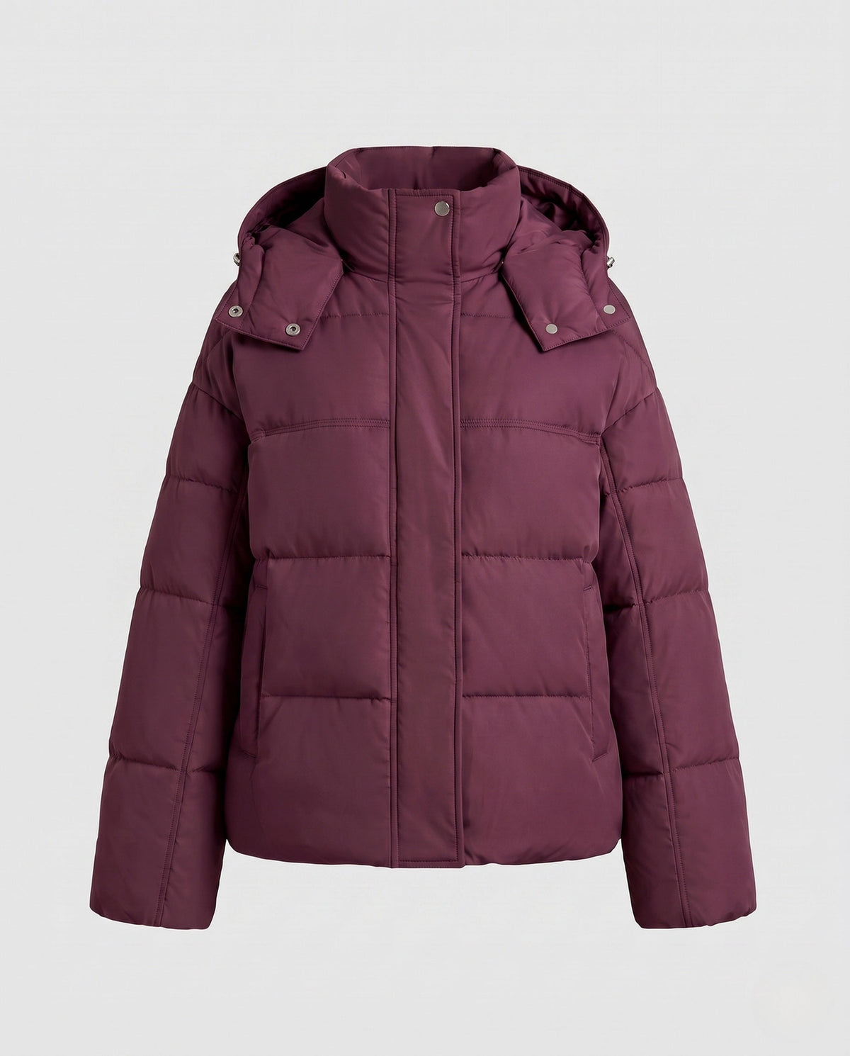 Women's Short Hooded Puffer Jacket Ultralight Full-Zip Boxy Padded