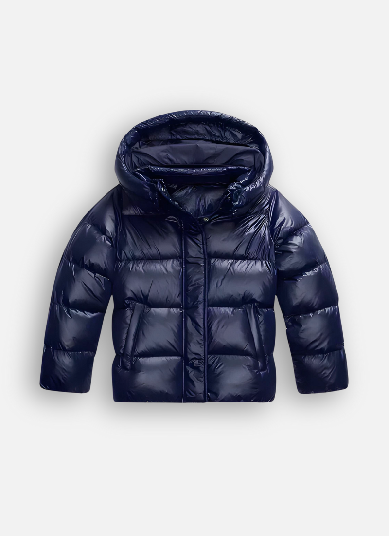 Women's Shiny Hooded Puffer Jacket Glossy Full-Zip Oversized Padded