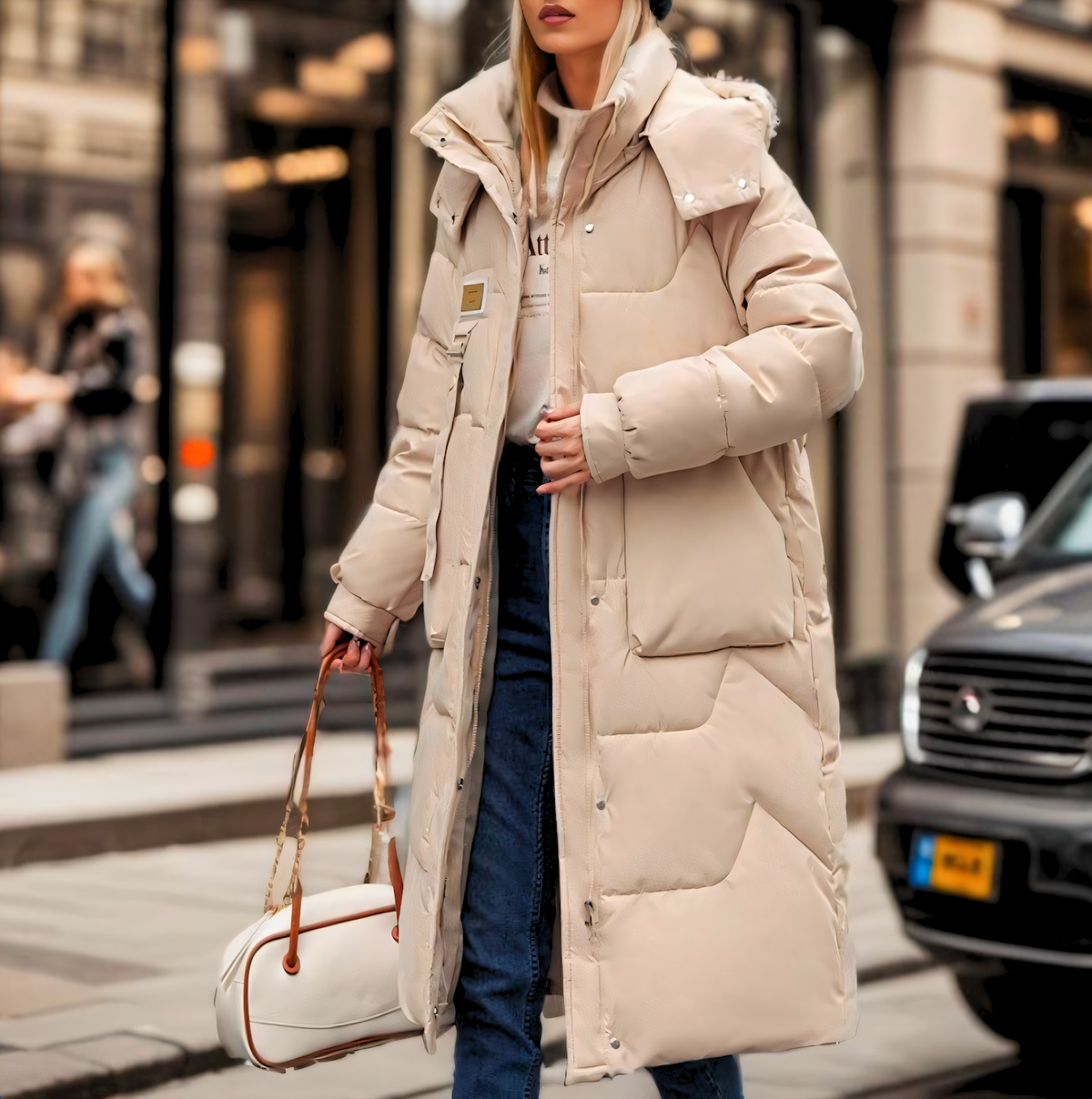 Women's Long Hooded Puffer Coat Quilted Oversized Longline Winter