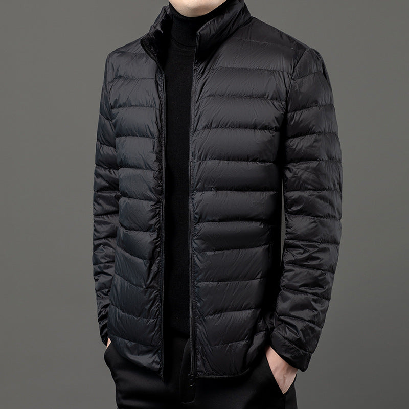 Men's Slim Lightweight Puffer Jacket Stand Collar Full-Zip Quilted