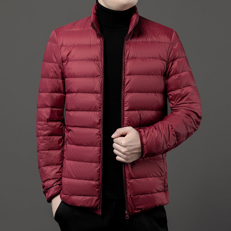 Men's Slim Lightweight Puffer Jacket Stand Collar Full-Zip Quilted