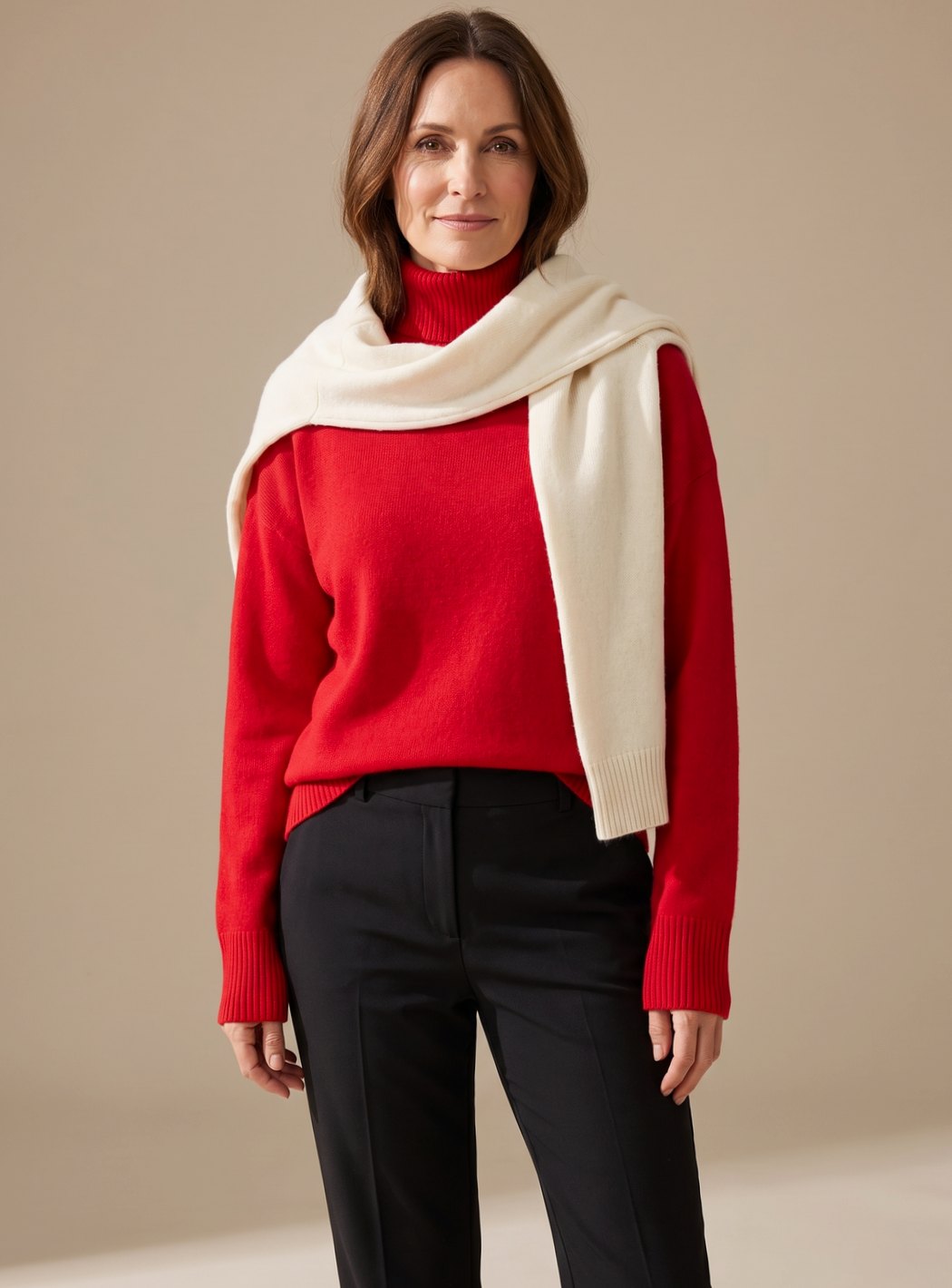 Women's Oversized Turtleneck Knit Sweater Rollneck Drop-Shoulder Relaxed Pullover
