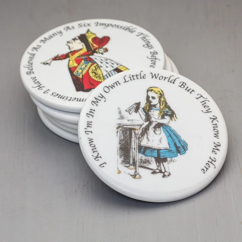 Alice In Wonderland Bone China Coaster Gift Set of 6