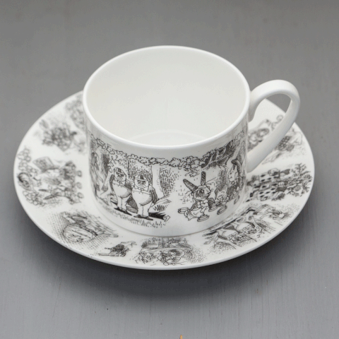 Black and White Cup and Saucer