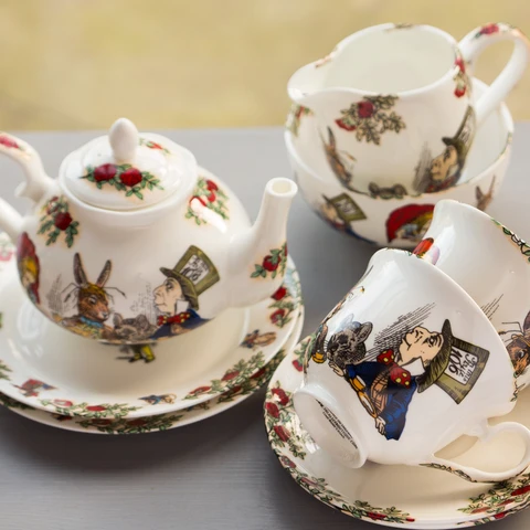 Alice In Wonderland Mad Hatters Tea party Bone China Tea Set for 2